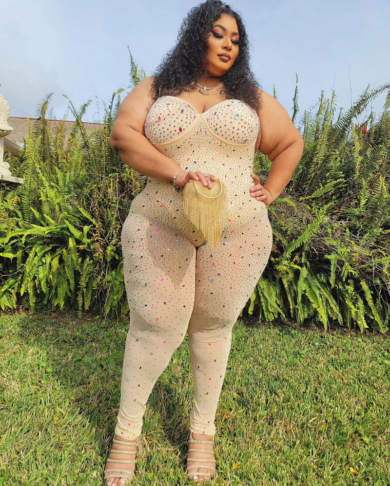 Queen Of Gems Jumpsuit- NUDE